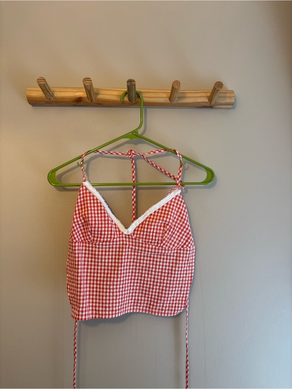 Women’s Red and White Backless Top